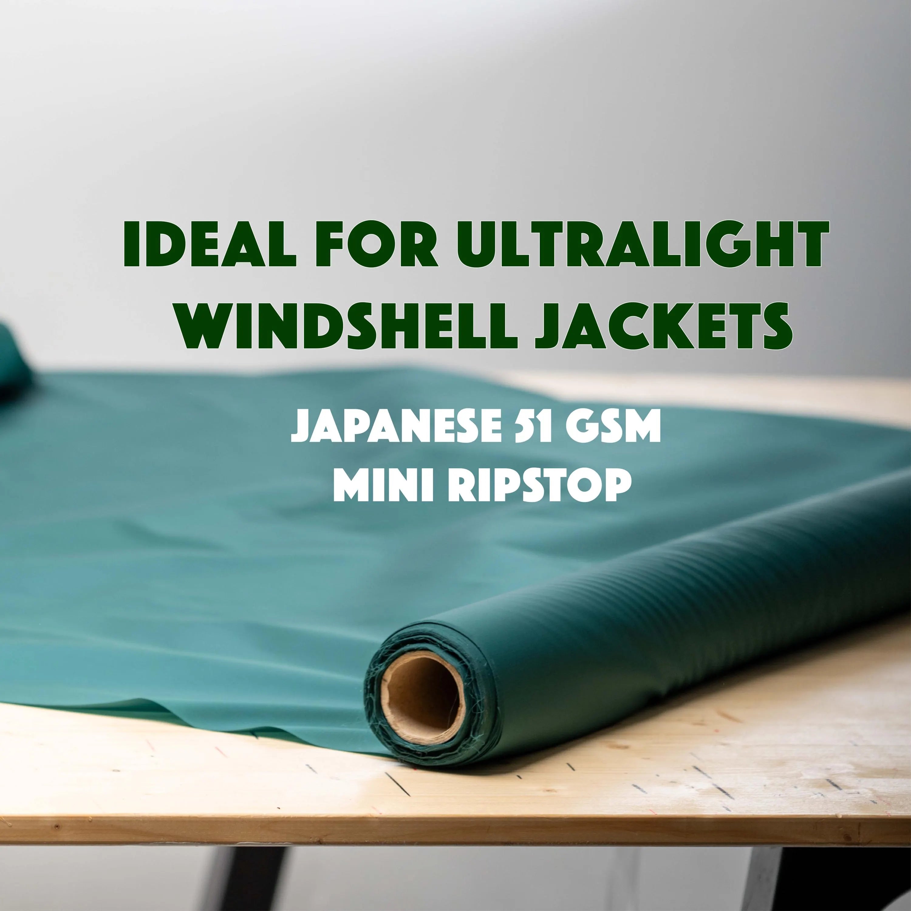 Japanese Technical Nylon Ripstop | 51gsm Lightweight DWR Windshell Fabric - green