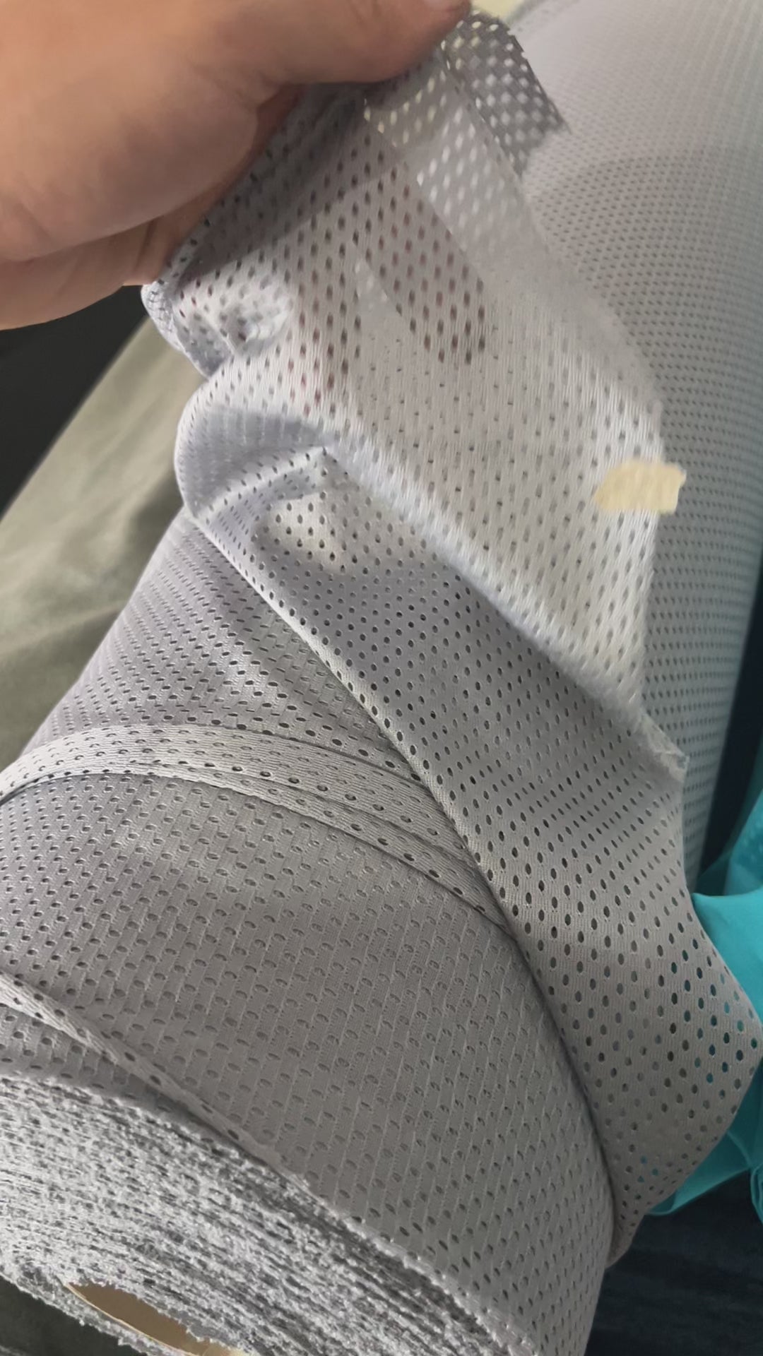 Portuguese Technical Sports Mesh Fabric Cyan Performance Polyester Mesh - grey