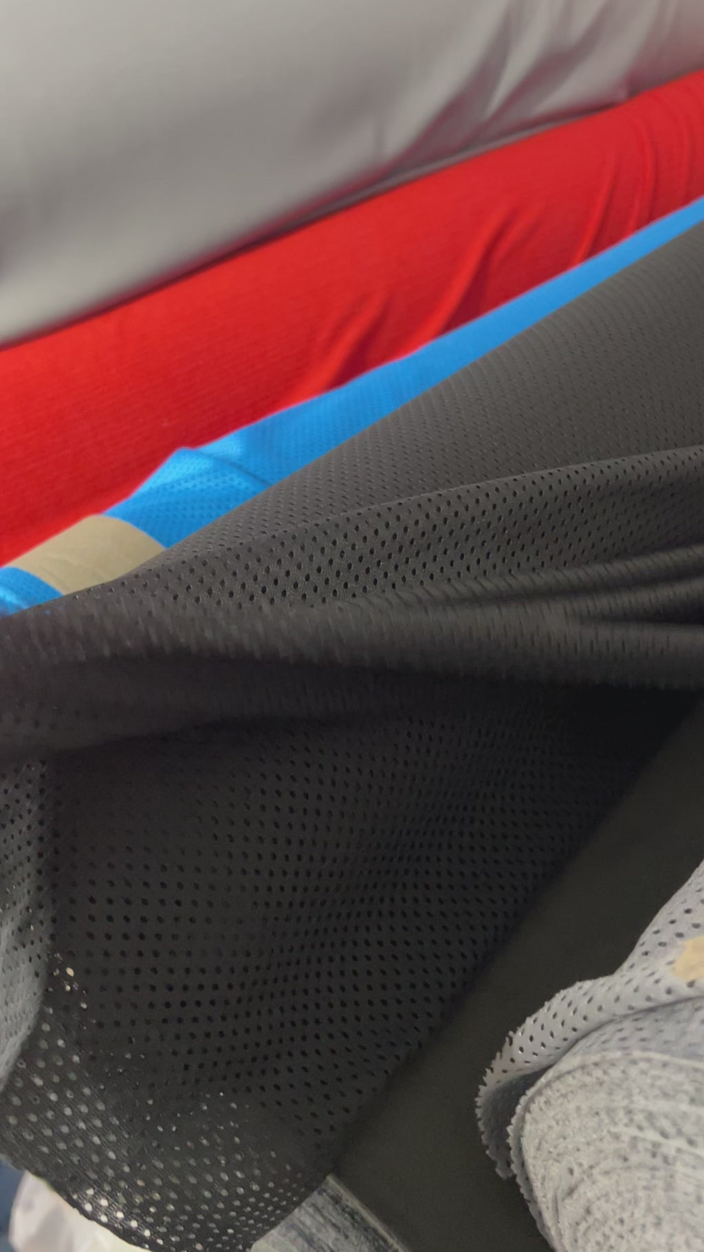 Portuguese Technical Sports Mesh Fabric Cyan Performance Polyester Mesh - black
