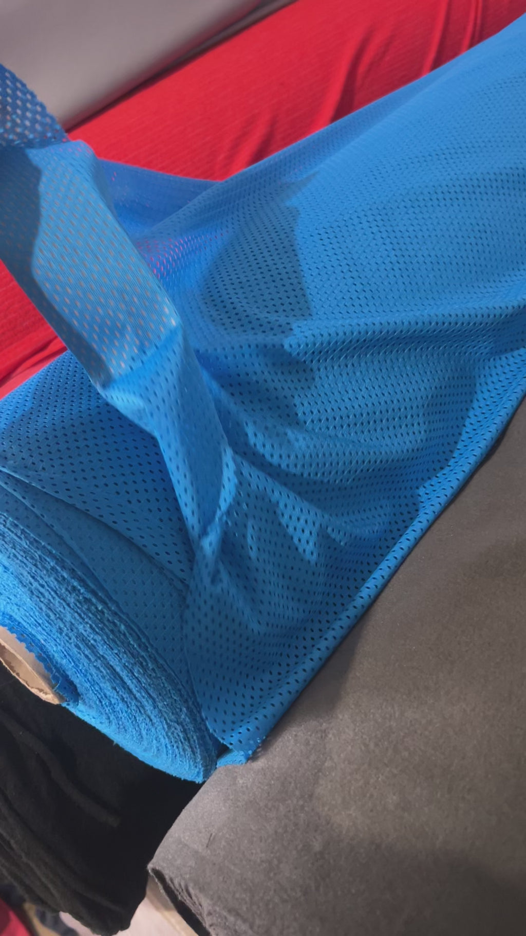Portuguese Technical Sports Mesh Fabric Cyan Performance Polyester Mesh - blue