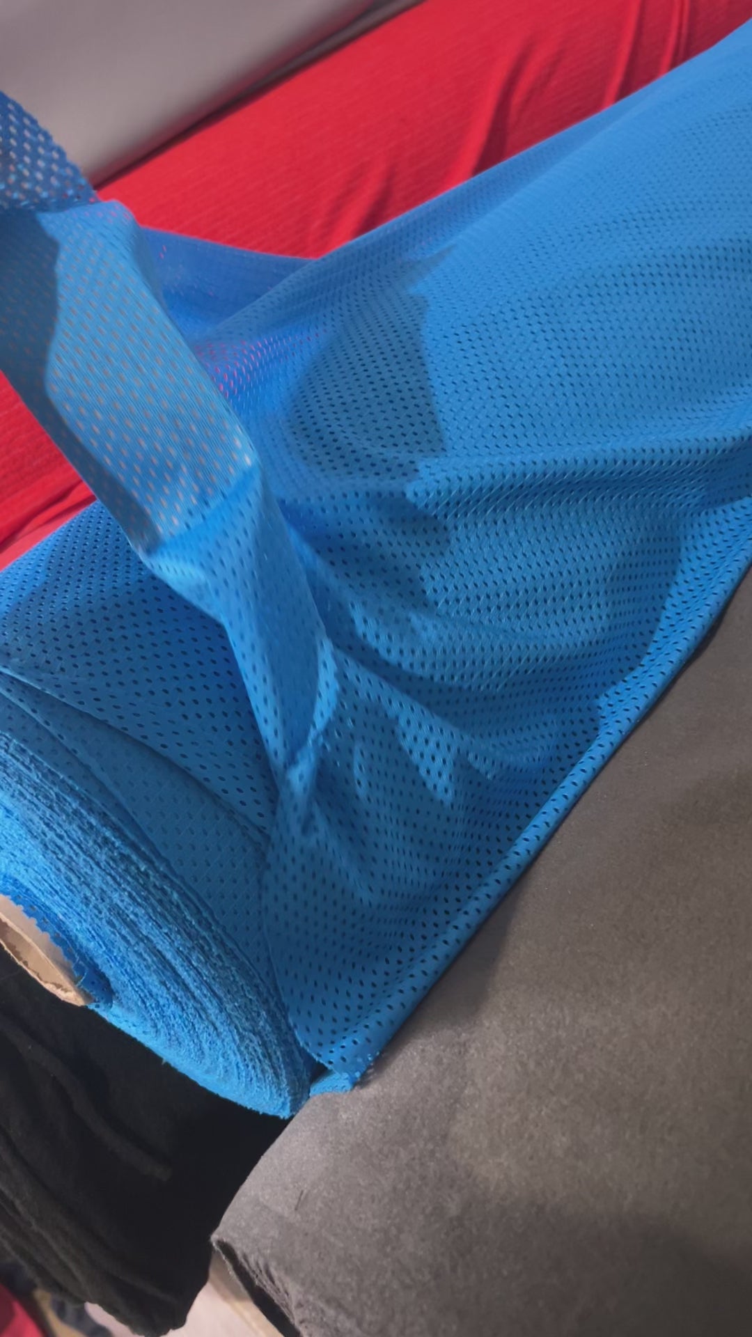 Portuguese Technical Sports Mesh Fabric Cyan Performance Polyester Mesh - blue